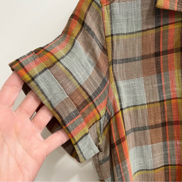 Toad & Co CAMP COVE ROMPER in plaid pale slate color organic cotton small - Picture 6 of 11